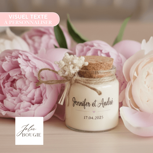 bougie personnalisée mariage en liège 50ml cadeaux invités