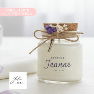 grande bougie personnalisée cadeau invités baptême ronde 200 ml