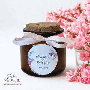 bougie personnalisée cadeaux invités mariage modèle ambré liège 50ml