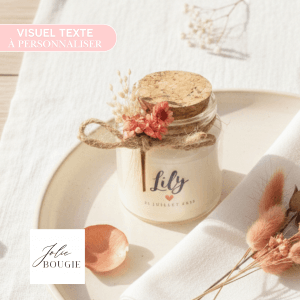 bougie personnalisée cadeau invités baptême ronde 50 ml