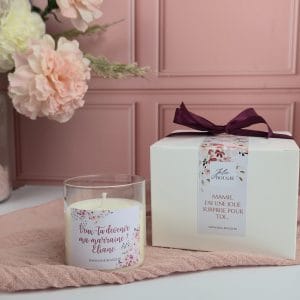 bougie avec message pour parrain + boîte cadeau surprise 120 ml