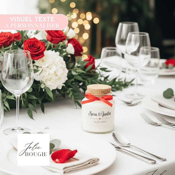 grande bougie personnalisée mariage ronde 200ml cadeau invités