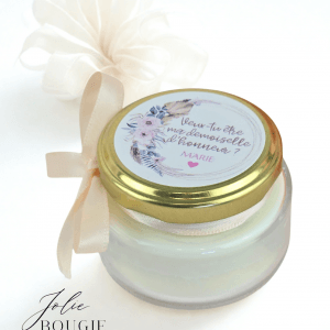 bougie personnalisée demande marraine 65ml + pochon surprise en coton