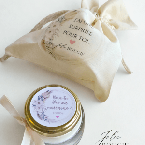 bougie personnalisée demande marraine 65ml + pochon surprise en coton