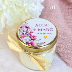 bougie personnalisée mariage en liège carré 50ml cadeau invités