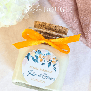 bougie personnalisée mariage en liège carré 50ml cadeau invités