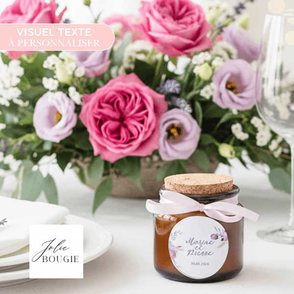 bougie personnalisée mariage ambré liège 50ml cadeau invités