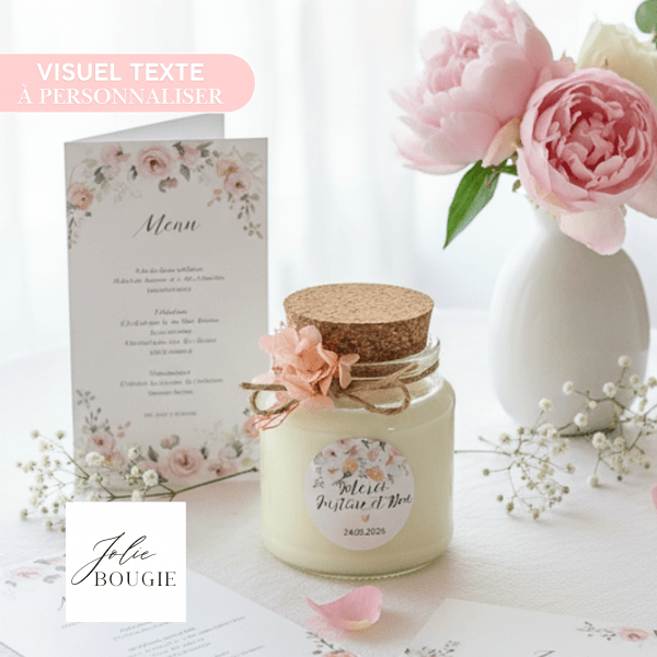 grande bougie personnalisée mariage ronde 200ml cadeau invités