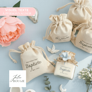 bougie personnalisée communion en liège 120ml cadeau invités