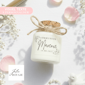 bougie personnalisée communion liège 50ml cadeau invités