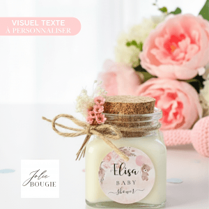 bougie personnalisée baby shower en liège 120ml cadeau invités
