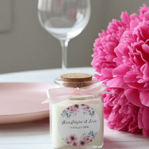 bougie personnalisée mariage en liège carré 50ml cadeau invités