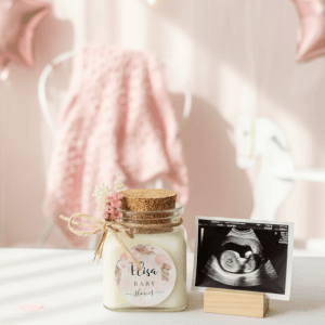 bougie personnalisée baby shower en liège 120ml cadeau invités
