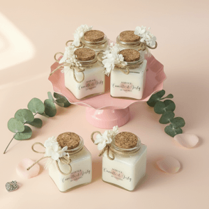 bougie personnalisée mariage en liège carré 50ml cadeau invités