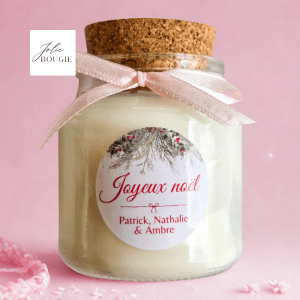 bougie personnalisée noël petite ronde avec couvercle (65ml)