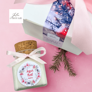 bougie personnalisée noël petite ronde avec couvercle (65ml)