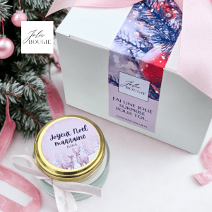 bougie personnalisée noël petite ronde avec couvercle (65ml)