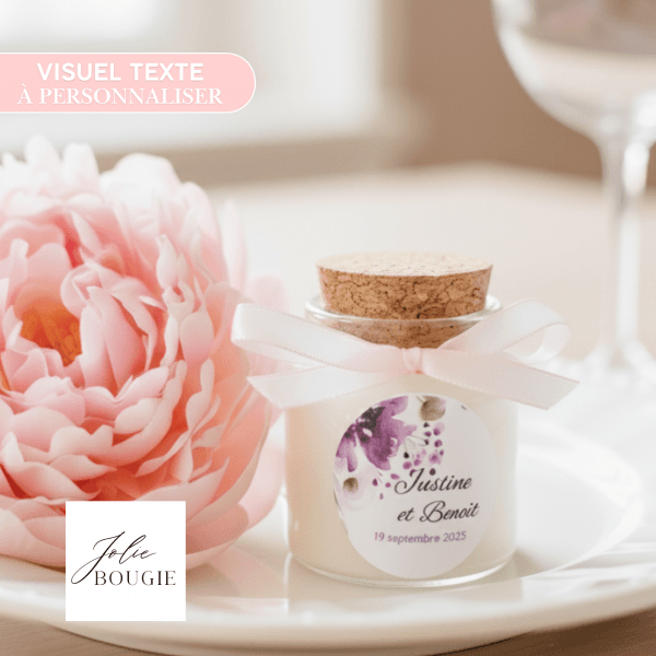 bougie personnalisée mariage en liège 50ml cadeaux invités