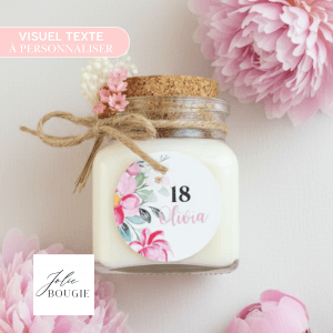 bougie personnalisée anniversaire en liège 120ml cadeau invités