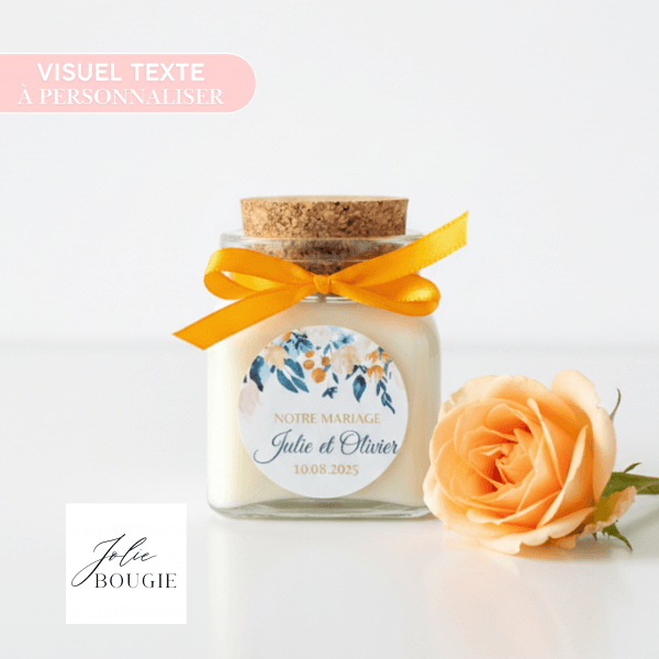 bougie personnalisée mariage en liège 120ml cadeau invités