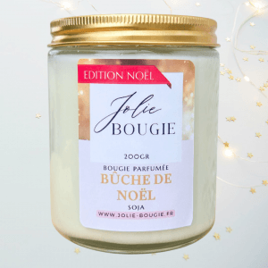 Bougie parfumée artisanale gourmande bûche de Noël