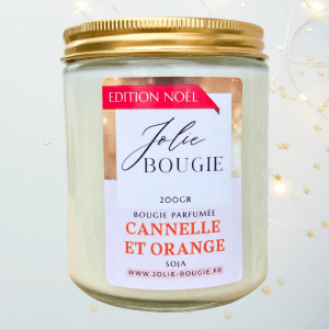 Bougie parfumée artisanale de Noël cannelle et orange 200 ml