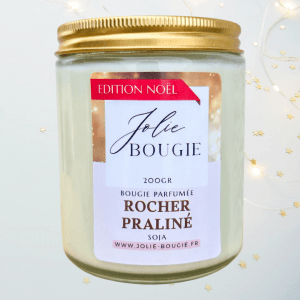 Bougie artisanale gourmande de Noël roché praliné 200 ml