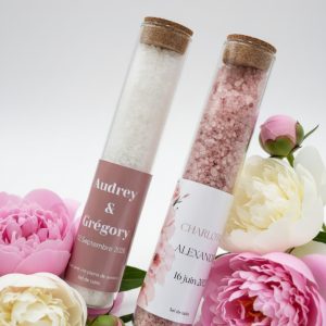 tube de sel blanc personnalisé mariage 90 gr cadeaux invités