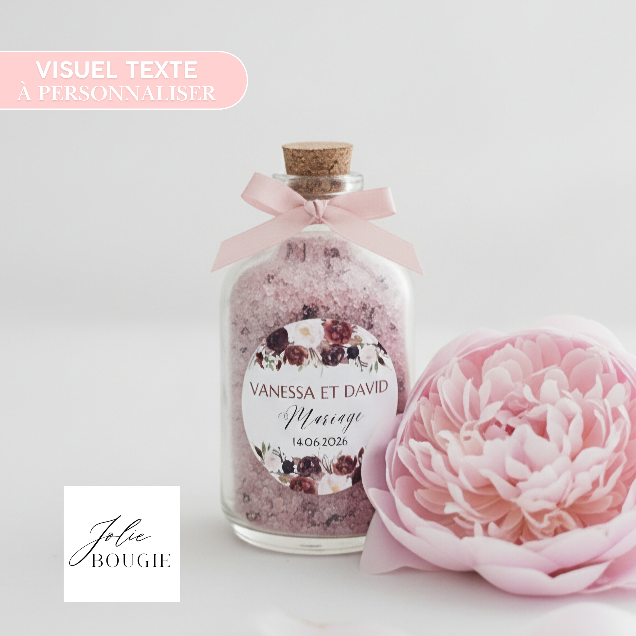 fiole de sel personnalisé mariage 60 gr cadeaux invités