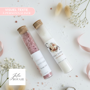 tube de sel rose personnalisé mariage 90 gr cadeaux invités
