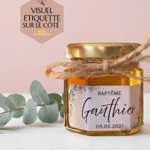 cadeau invité baptême garçon – petit pot de miel personnalisé