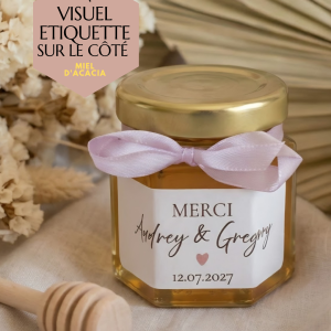 cadeau invité mariage petit pot de miel personnalisé