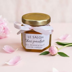 cadeau invité pour les pros – petit pot de miel personnalisé ( personnalisation latérale )