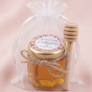cadeau invité baptême – petit pot de miel personnalisé ( personnalisation sur le couvercle )
